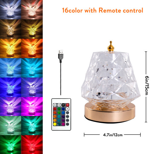 Ranpo USB LED LED Crystal Table Lamp Rotating Water Ripple Night Light 1
