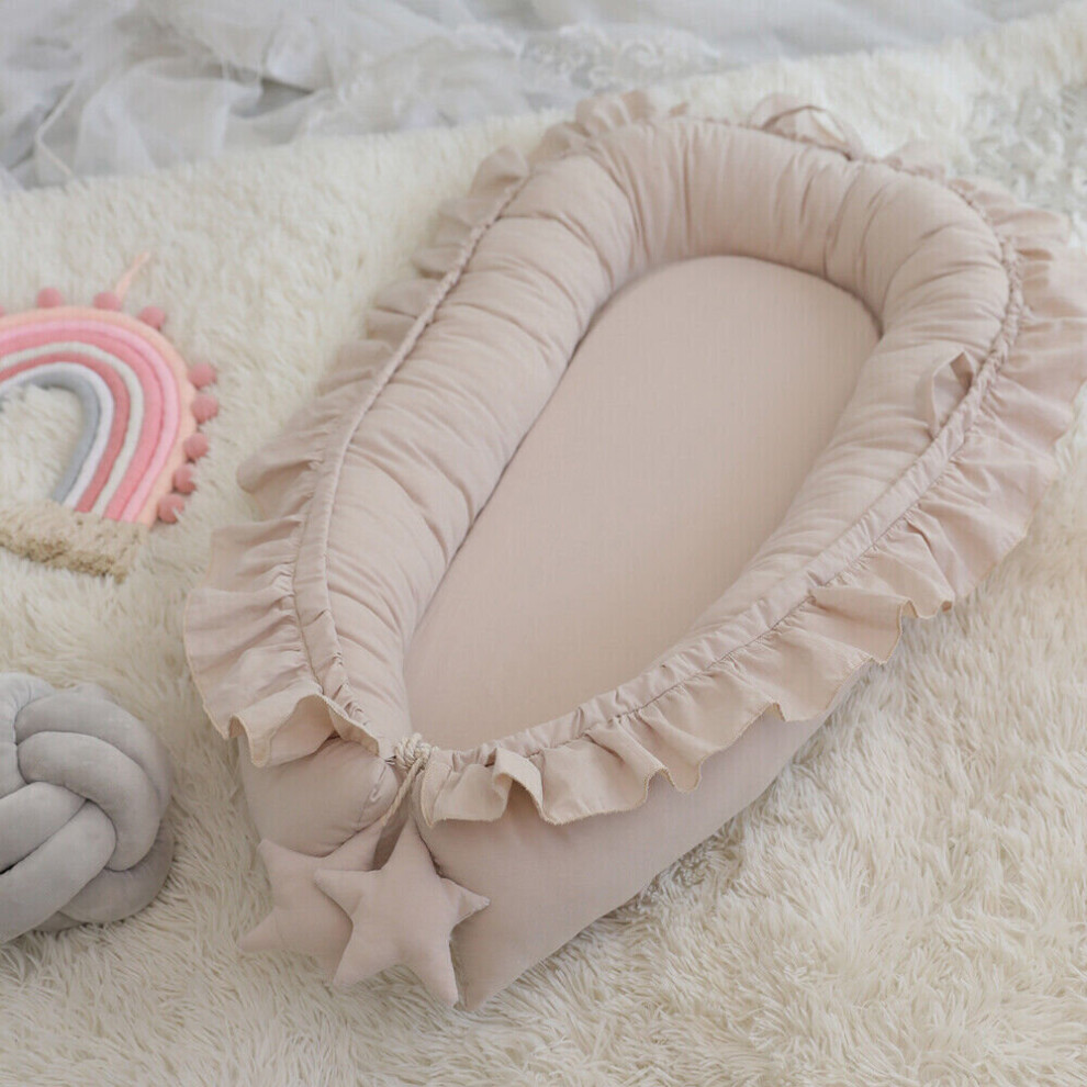 (  Beige) Newborn Baby Pod Nest Ruffle Cocoon Bed Sleep Cushion Sleeping Mat