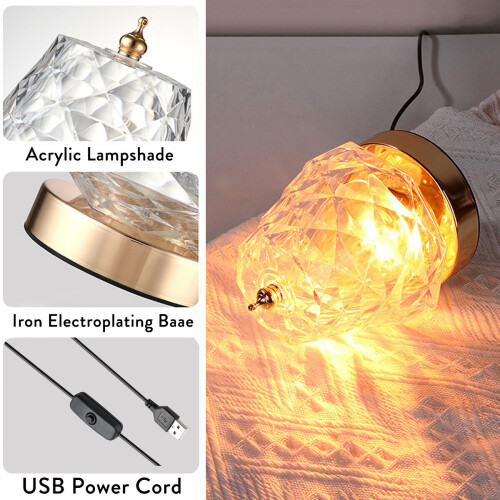 Ranpo USB LED LED Crystal Table Lamp Rotating Water Ripple Night Light 2