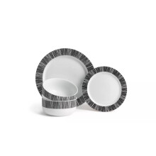 Black Dash 12 Piece Porcelain Dinner Set That's Some Dashing Dining