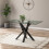 Living And Home (Black) Modern Rectangle Tempered Glass Top Dining Table with Metal Legs 2