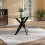 Living And Home (Black) Modern Rectangle Tempered Glass Top Dining Table with Metal Legs 3
