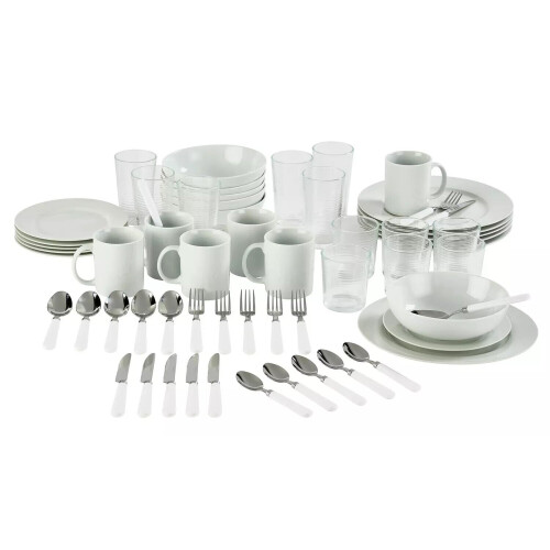 Home 60 Piece Essential Kitchen Starter Set crockery, cutlery