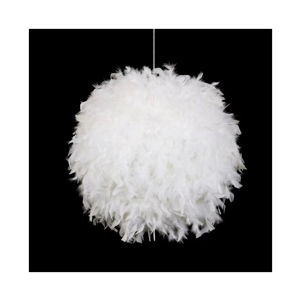 (White, 40cm) Fluffy Feather Light/Lamp Shades for Pendant Ceiling Light,Table/Floor Lamp