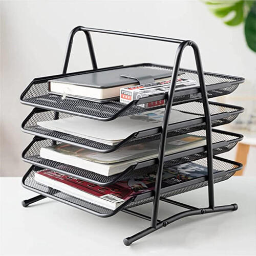 Living And Home Metal Mesh A4 File Holder Document Tray Rack Desk Organiser 1
