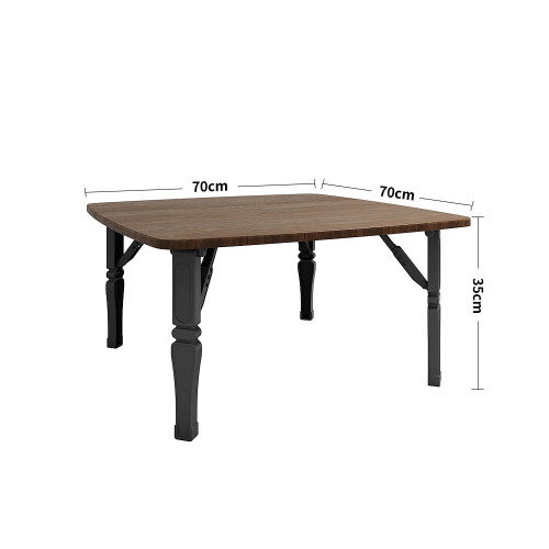 Living And Home (Brown) Square 70cm Wooden Folding Coffee Table 2