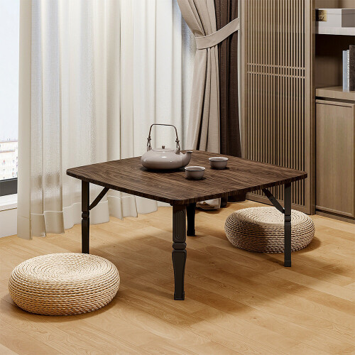 Living And Home (Brown) Square 70cm Wooden Folding Coffee Table 1