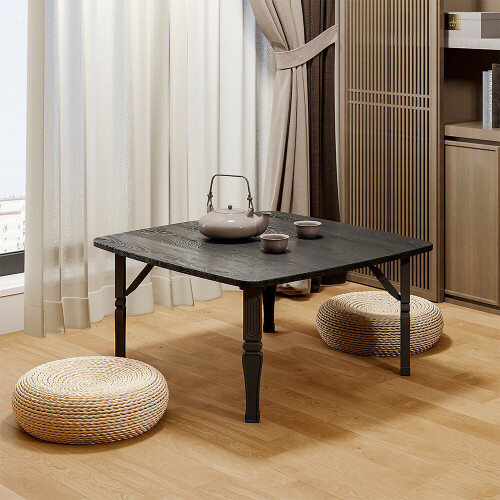 Living And Home (Black) Square 70cm Wooden Folding Coffee Table