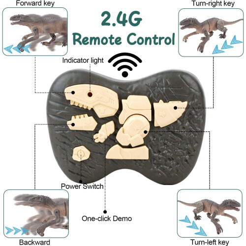 Remote Control Realistic Dinosaur Toys with LED Light Walking Roaring 2