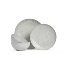 Textured Ripple 12 Piece Dinner Set - Chalk Lovely Ripple Texture