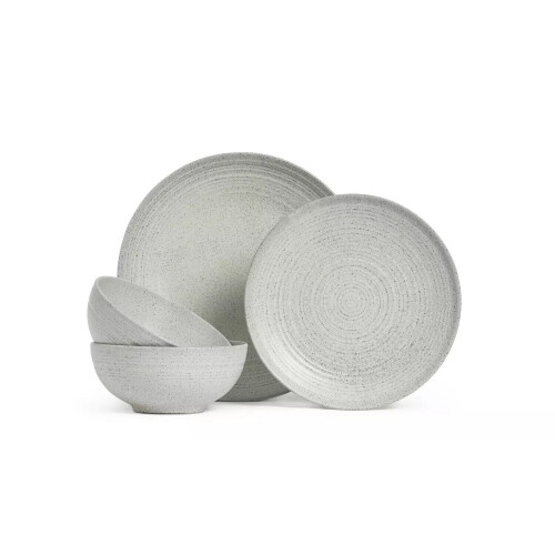 Textured Ripple 12 Piece Dinner Set - Chalk Lovely Ripple Texture