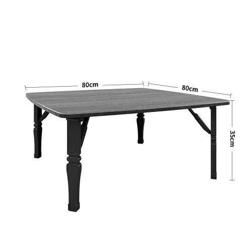 Living And Home (Black) Square 80cm Wooden Folding Coffee Table 2