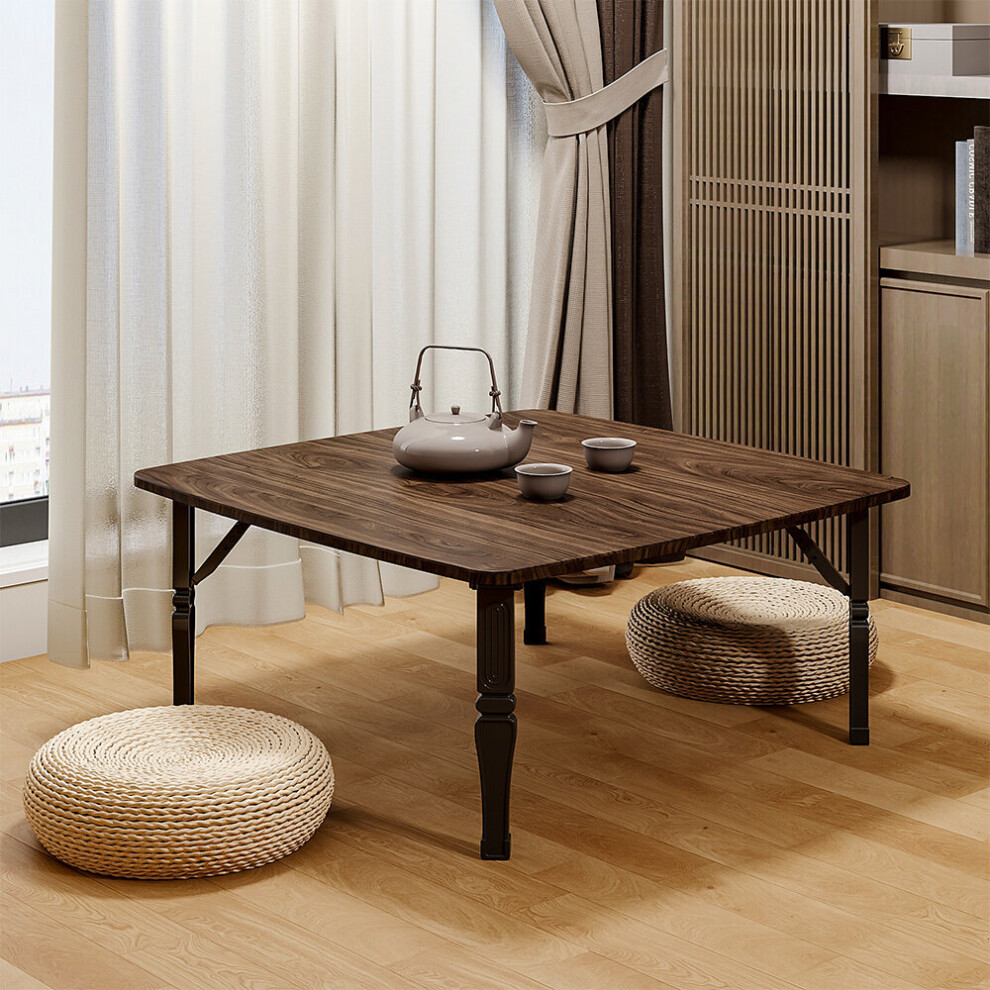 Living And Home (Brown) Square 80Cm Wooden Folding Coffee Table Brown