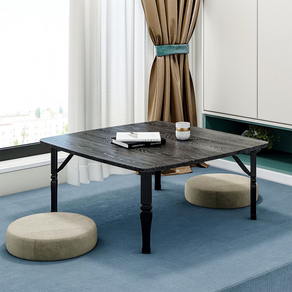 (Black) Square 80cm Wooden Folding Coffee Table