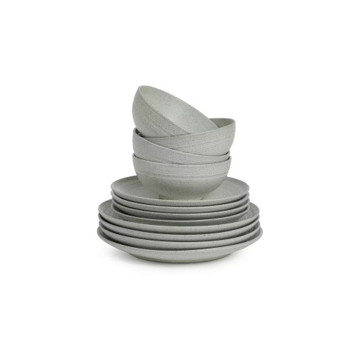 Textured Ripple 12 Piece Dinner Set - Chalk Lovely Ripple Texture 2