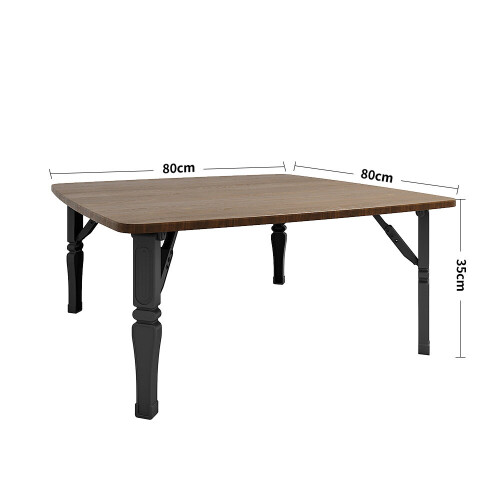 Living And Home (Brown) Square 80cm Wooden Folding Coffee Table 2
