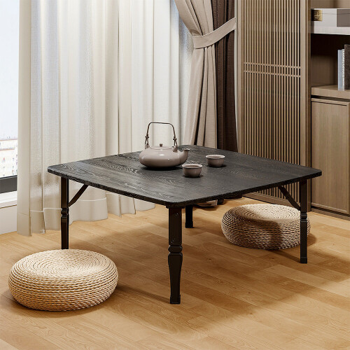 Living And Home (Black) Square 80cm Wooden Folding Coffee Table 1