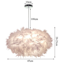 (Model A) Feather LED Pendant Light Chandelier for Living Room Bedroom Restaurant