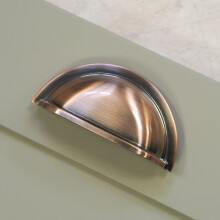 (76mm Cup Handle) Brushed Dark Copper Cup Handle 76mm & Oval Knob