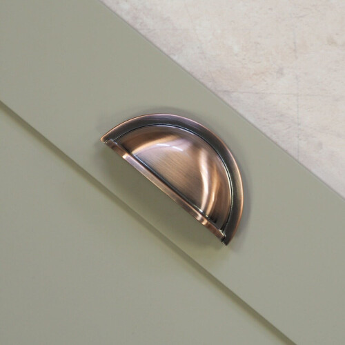 (76mm Cup Handle) Brushed Dark Copper Cup Handle 76mm & Oval Knob 2