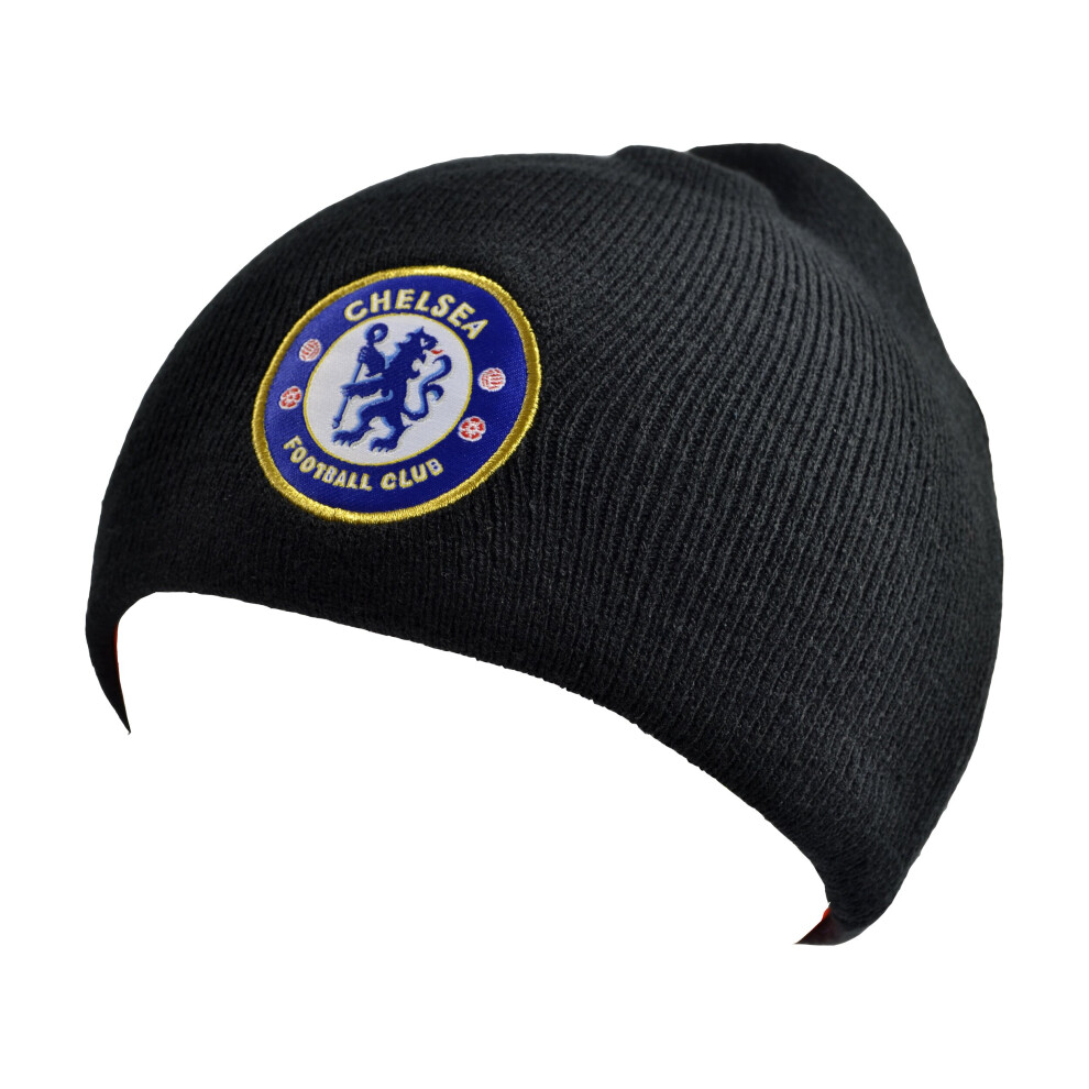 Chelsea Knitted Crest Beanie Black