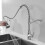 (Style-Silver) Kitchen Tap, Spring Kitchen Sink Mixer Tap Single Handle Lever with Pull Down Sprayer, High Arc Swivel 360° 2 Spray Mode 4