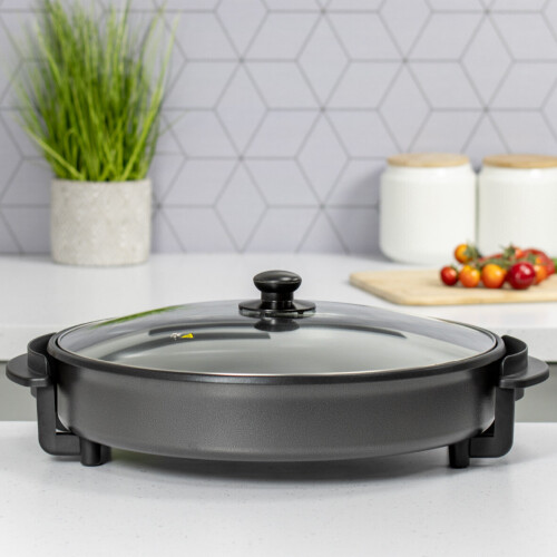 Quest Quest 35500 40cm Multi-Function Aluminium Electric Cooker Pan with Lid