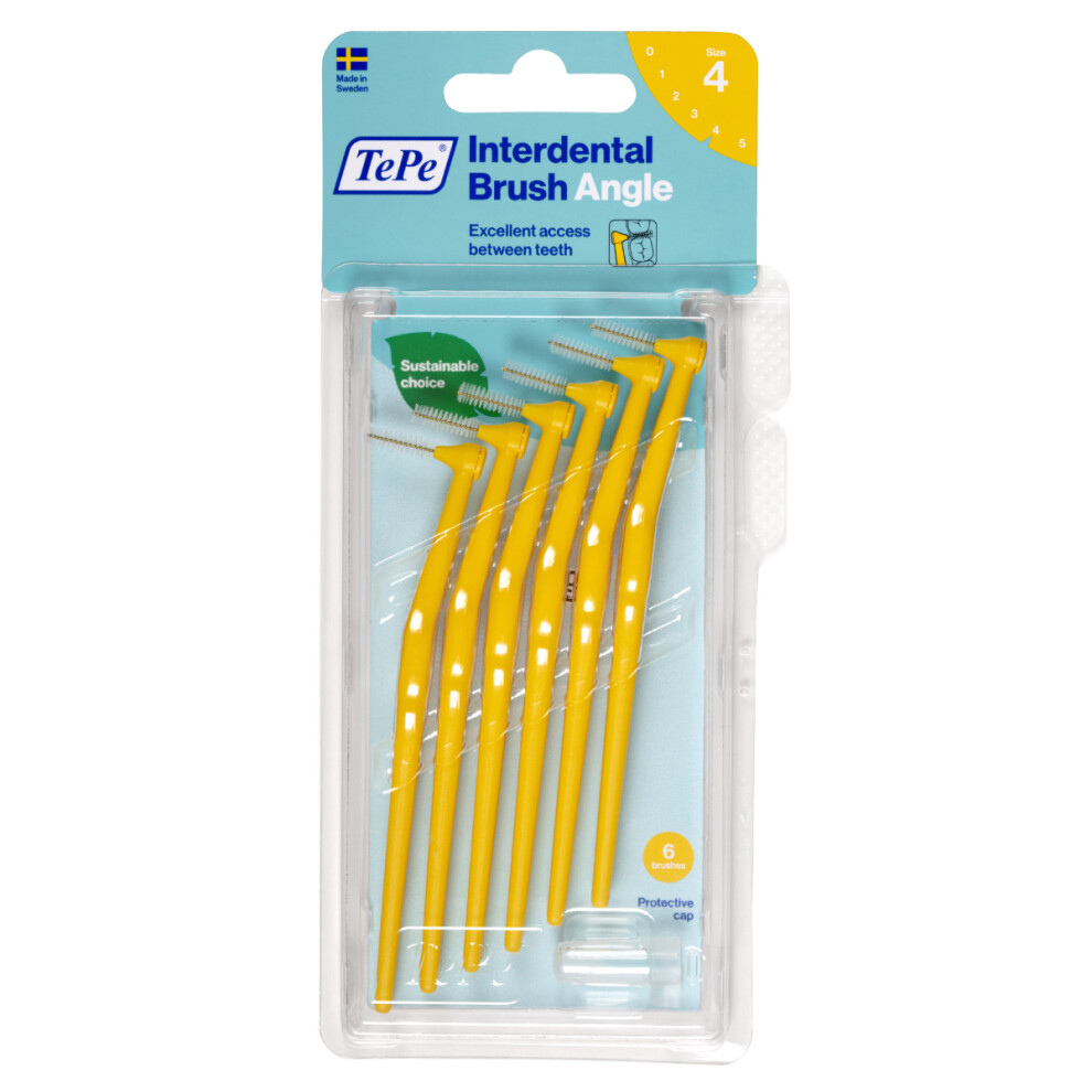 TePe Angle Interdental Brush, Yellow 0.7mm (6 Pieces/Packet)