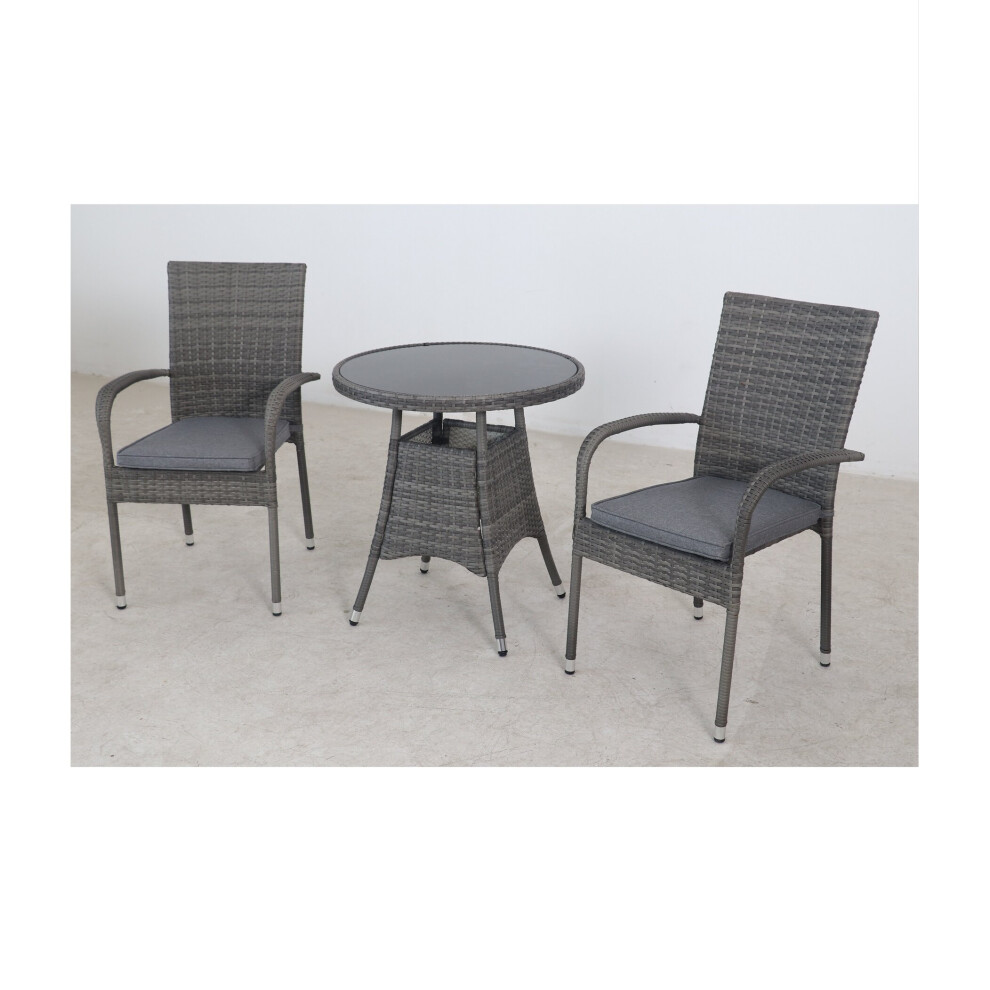 Heaton 2 Seater Bistro Set with 70cm Table - Grey