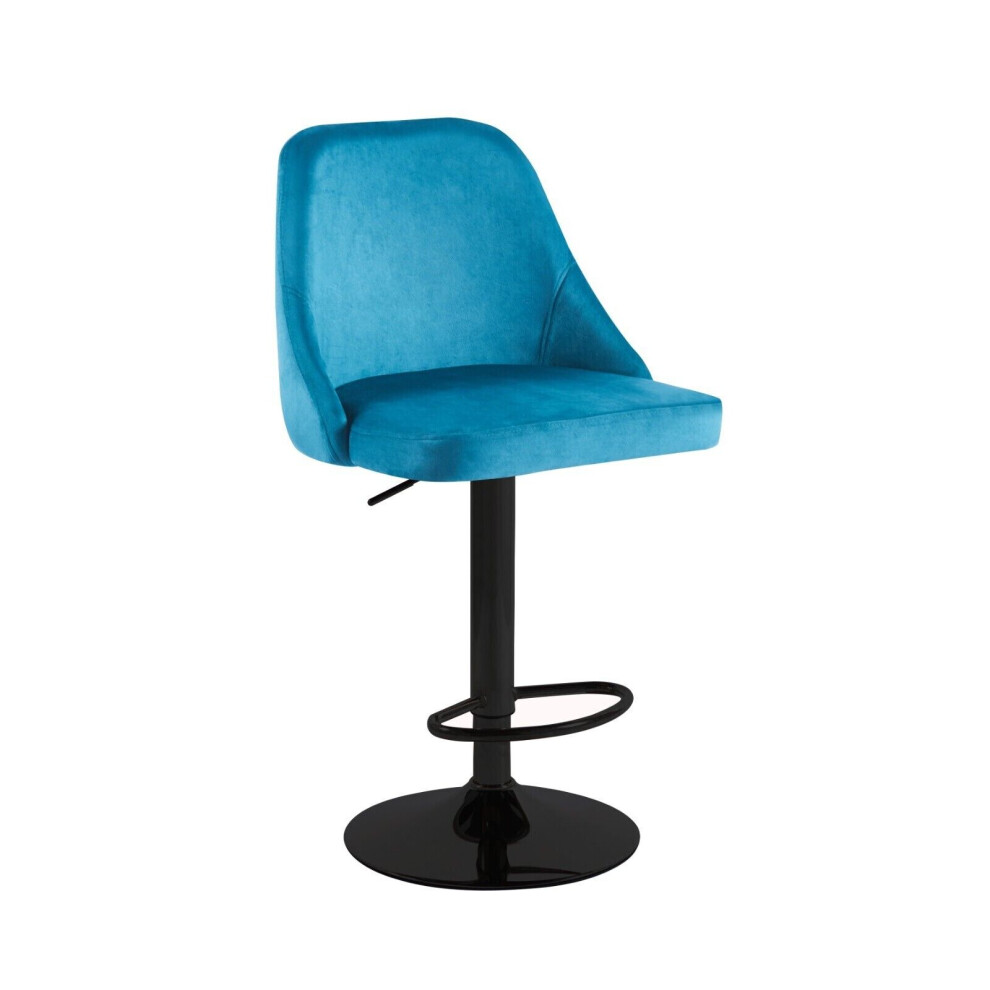 (Teal + Black Base) 2 x Velvet Swivel Breakfast Bar Kitchen Island Stools Chair With Gas Lift In 5 Colours