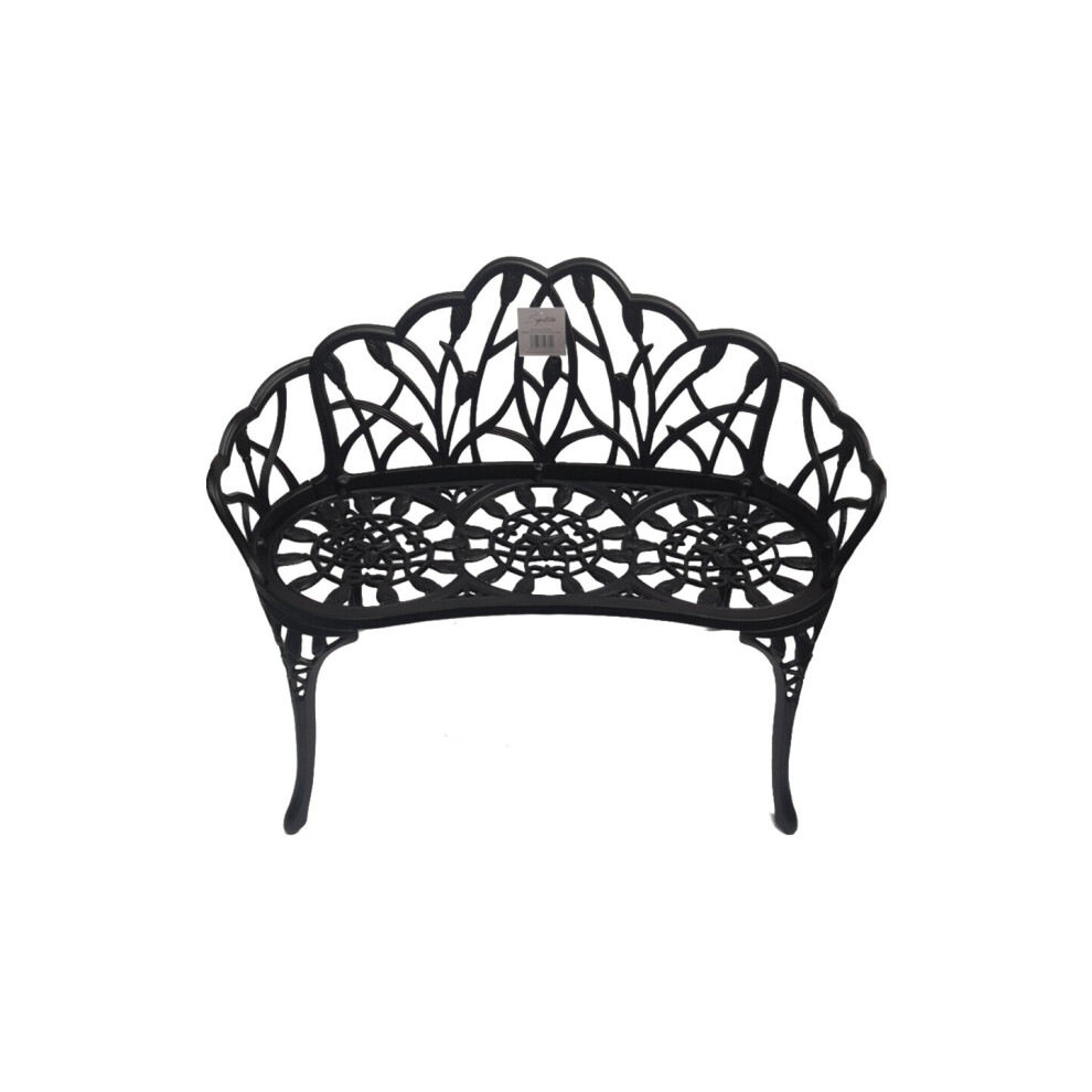 SH&G Hembury 2 Seater Bench | Black Aluminium with a Cream Cushion | Indoor & Outdoor | Signature Homes and Gardens