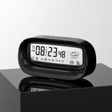 (Black) Weather Electronic Perpetual Calendar Alarm Clock