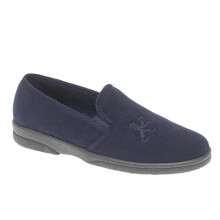 (UK 13) Sleepers Mens Frazer Teflon Coated Memory Foam Slip On Slippers With Anti Pill Lining Navy Blue