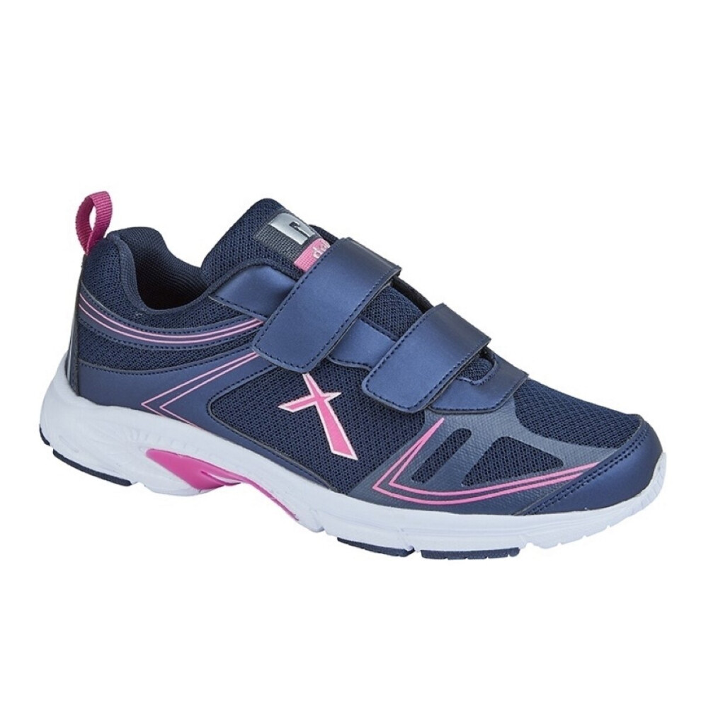 (UK 8) Dek Womens Skye Super Lightweight Memory Foam Touch Fastening Trainers Navy/Fuchsia