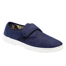 (UK 9) Scimitar Mens Touch Fastening Denim Textile Comfort Canvas Shoes Navy Blue