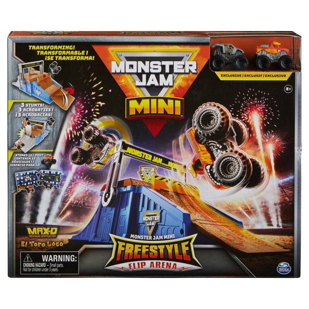 Spinmaster Games Monster Jam Mini Freestyle Flip Arena Playset }840G 2316064037 Rk5s1