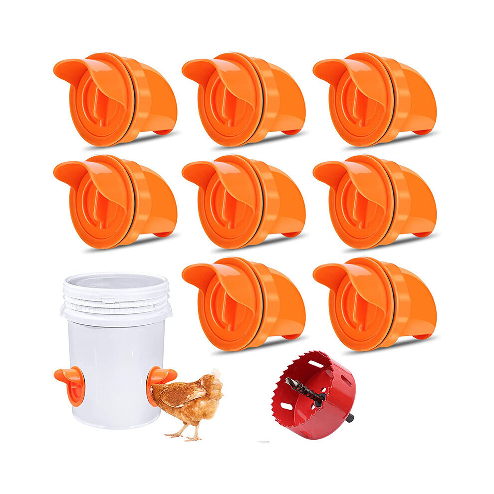 Xylfly ( 8 Ports 1 Hole Saw) Chicken Feeder Poultry Feeder Diy Port Gravity Feed Kit Rain Insect Proof Hen Feeders For Buckets Barrels Bins Troughs No Was Red