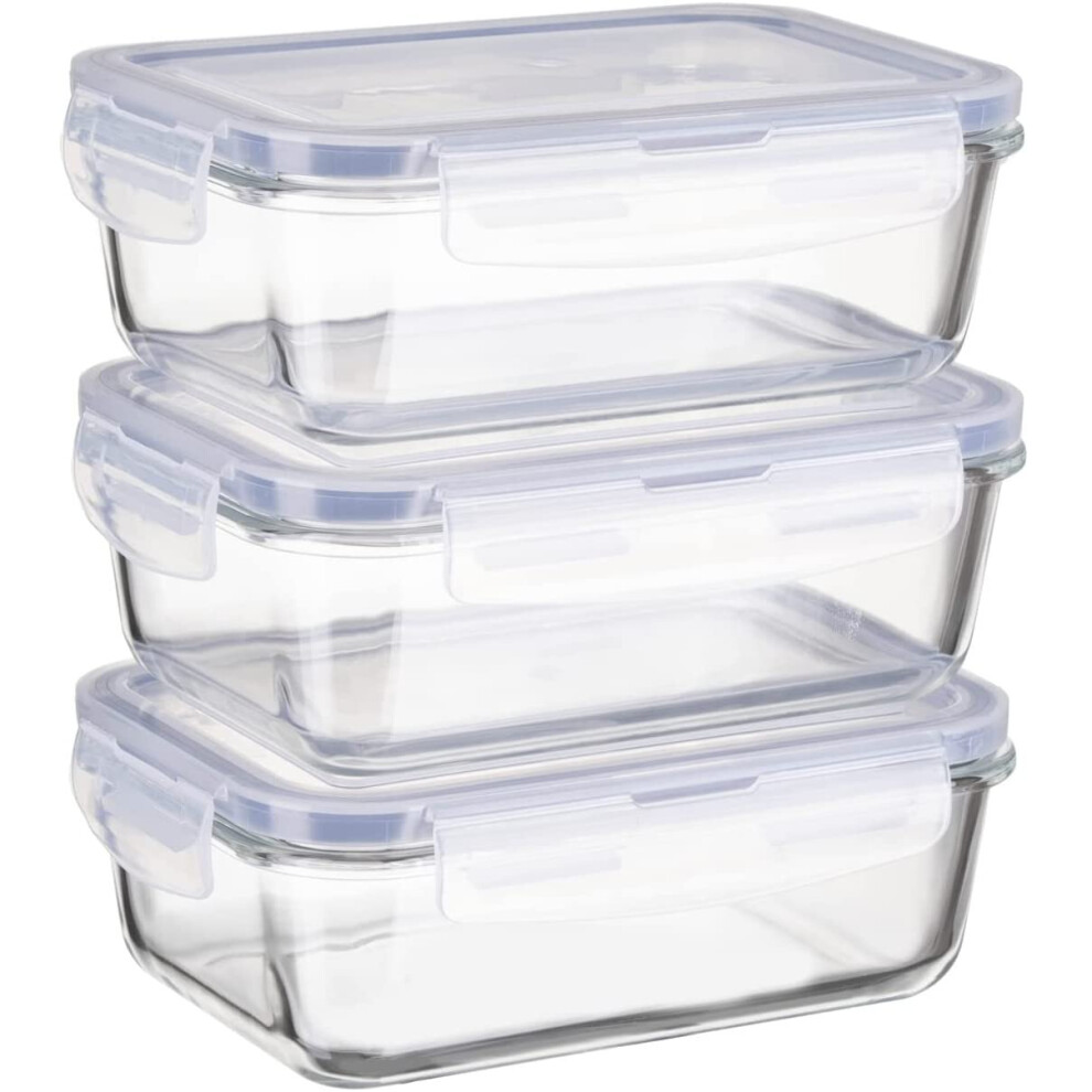 Airtight Glass Food Containers with Lids Food Storage Containers 840ml