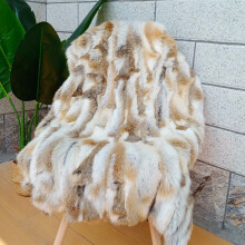 (  Yellow) Faux Rabbit Fur Throw Patchwork Blanket Warm Soft Furry Area Rug Home