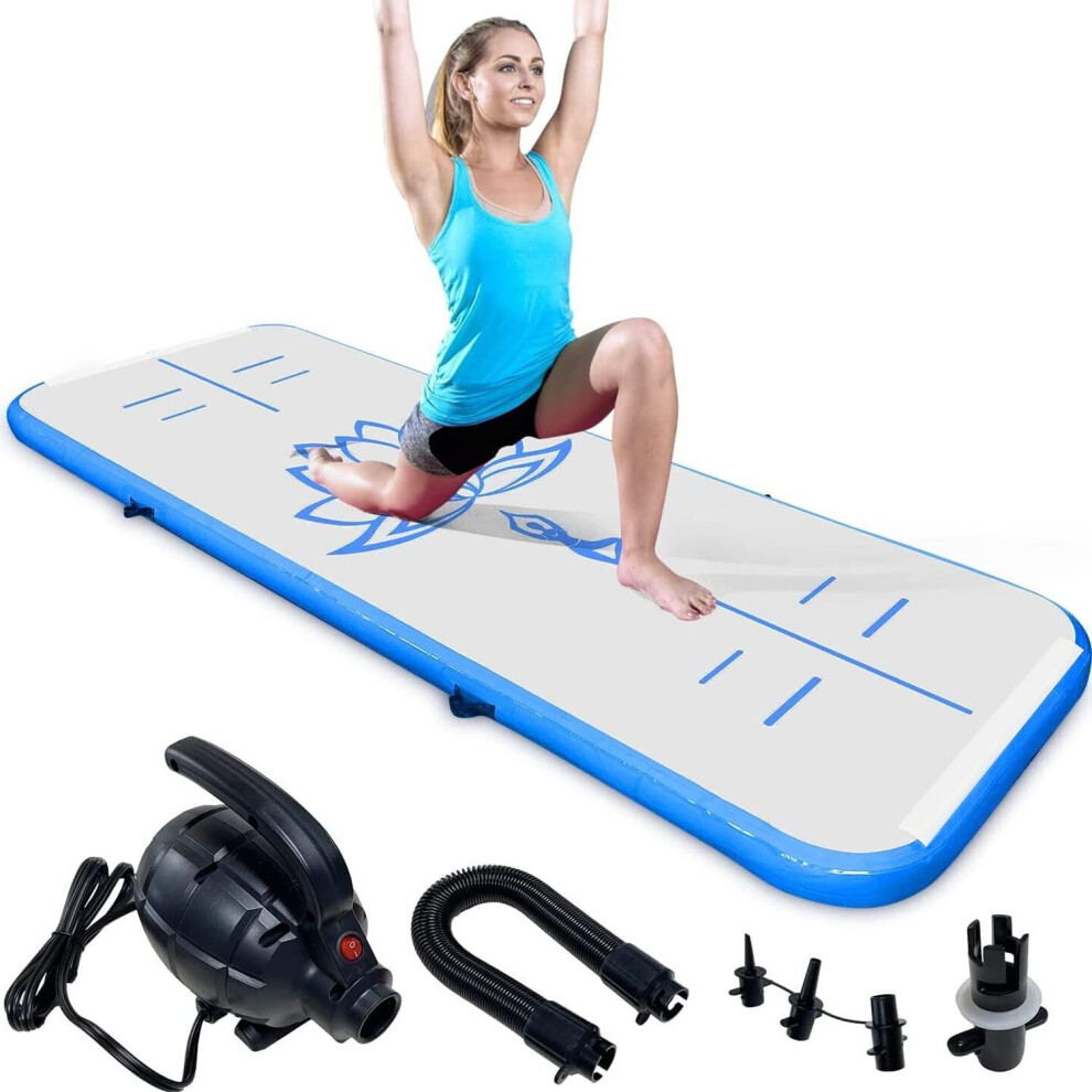 (Blue) Inflatable Gymnastic Mat 3M With Electric Air Pump 