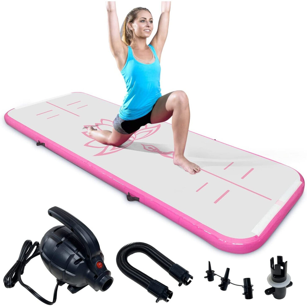 (Pink) Inflatable Gymnastic Mat 3M With Electric Air Pump 