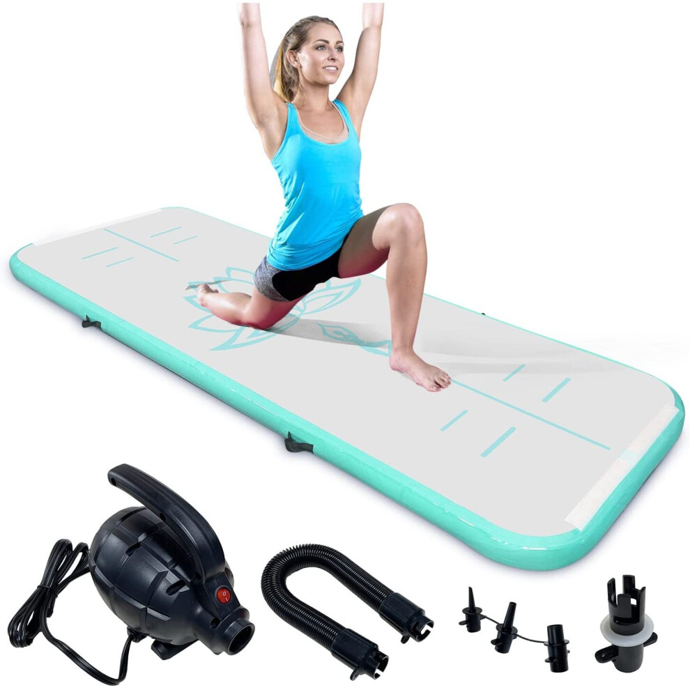 (Green) Inflatable Gymnastic Mat 3M With Electric Air Pump 