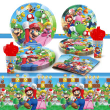 81pcs Super Mario Birthday Party Decorations, Mario Party Supplies Include Plates Napkins and Cups Tablecloth Boys Kids Mario Party Tableware Set