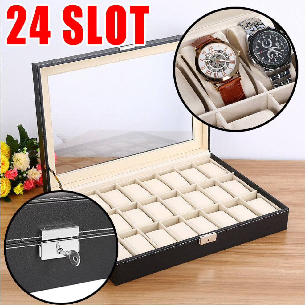 24 Grids Watch Box Wrist Storage Box Watch Display Case Organizer