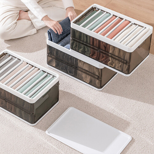 Living And Home (9) Folding Clothes Organiser Wardrobe Drawer Storage Box with Dividers