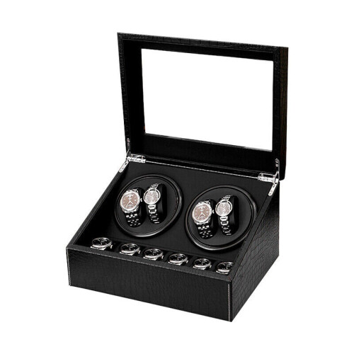 Automatic Watch Winder Box UK Plug With 4 Winders & 6 Storage Spaces