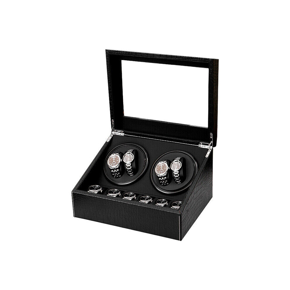 Automatic Watch Winder Box UK Plug With 4 Winders & 6 Storage Spaces