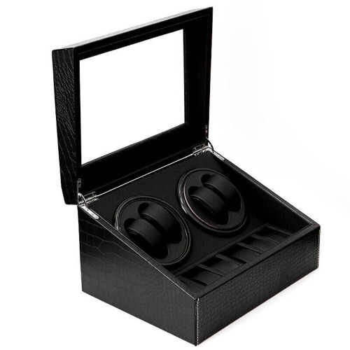 Automatic Watch Winder Box UK Plug With 4 Winders & 6 Storage Spaces 2