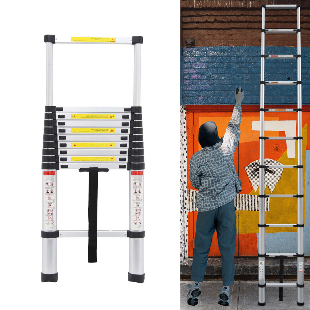 (3.2M) Aluminum Telescopic Ladder Extendable Ladder 330lb Max Capacity Multi-purpose Ladder