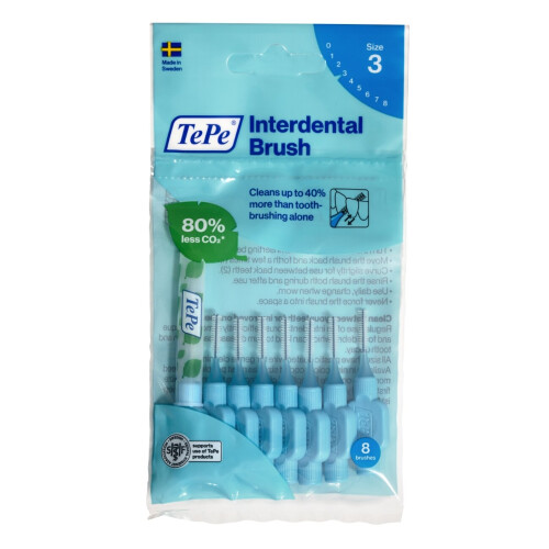 Tepe Tepe Interdental Brush, Blue 0.6mm (8 Pieces/Packet) X 3 Pack